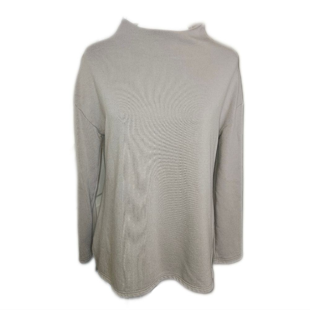 Free Fly Cozy Taupe Tan Long Sleeve Top, Mock Turtleneck, Small